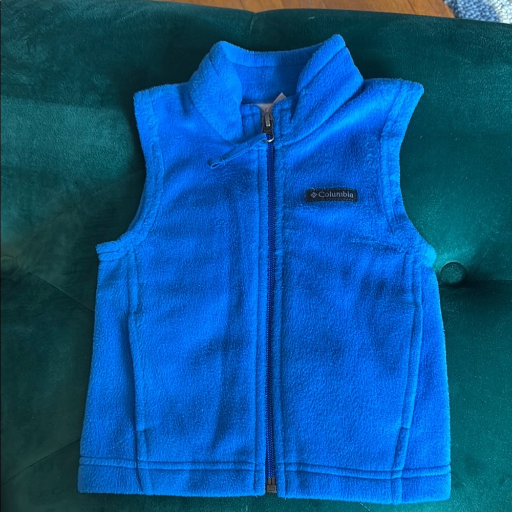 Columbia Blue Fleece Vest with Stand-Up Collar - Size 6-12 Months